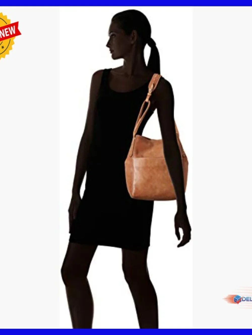 Leather Hobo Bag with Adjustable Strap, 4 Pockets, Magnetic Closure